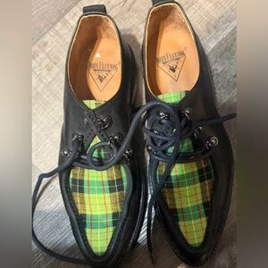 John Fluevog Black and Yellow Plaid Men's Oxfords size men 8 women 10